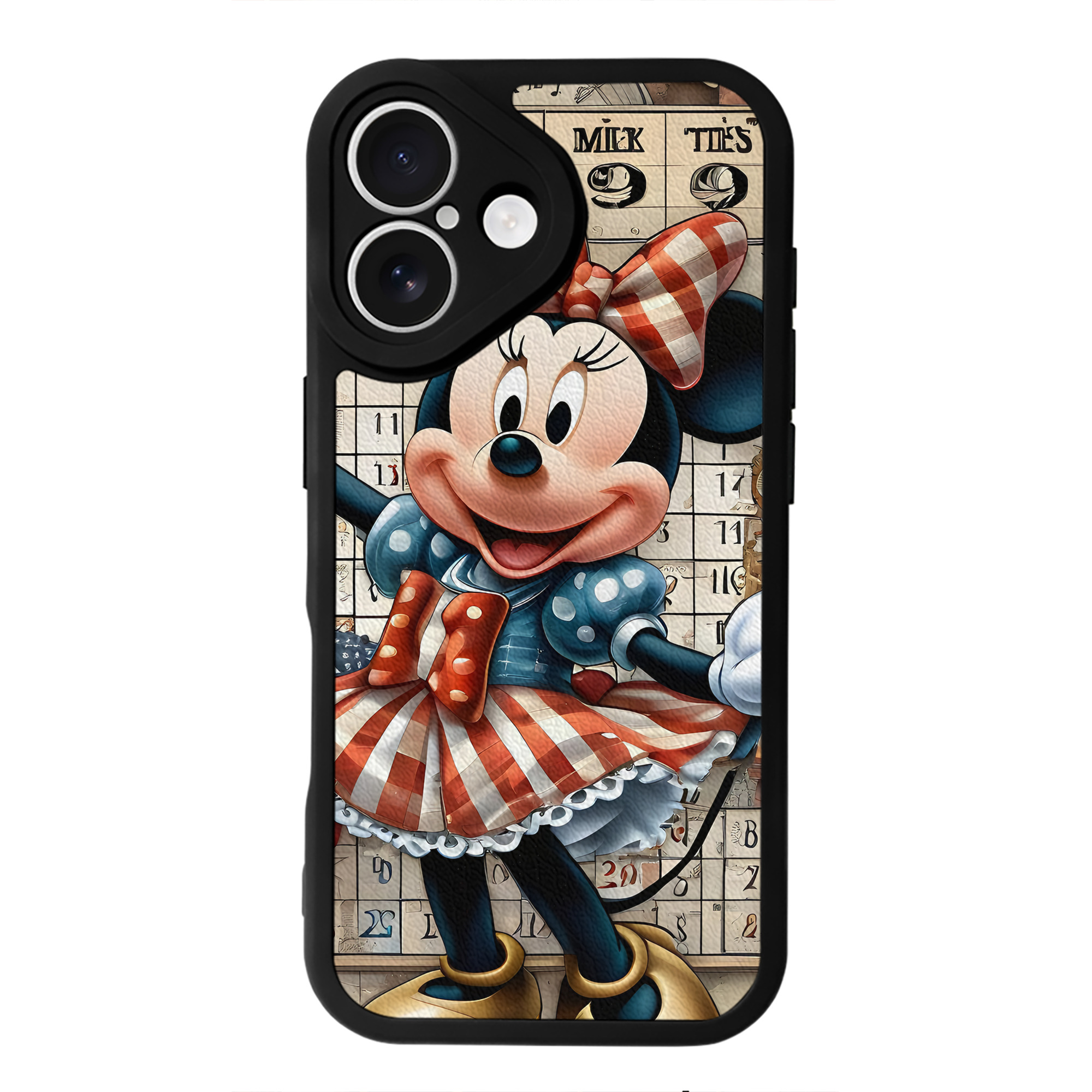（画像用） ミッキーマウス Mickey Mouse 【iPhone 16シリーズ対応】シリコンスマホケース（レザー調） 材質：シリコン